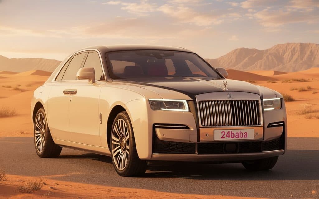 RollsRoyce Ghost 2023 Grey front view with headlights
