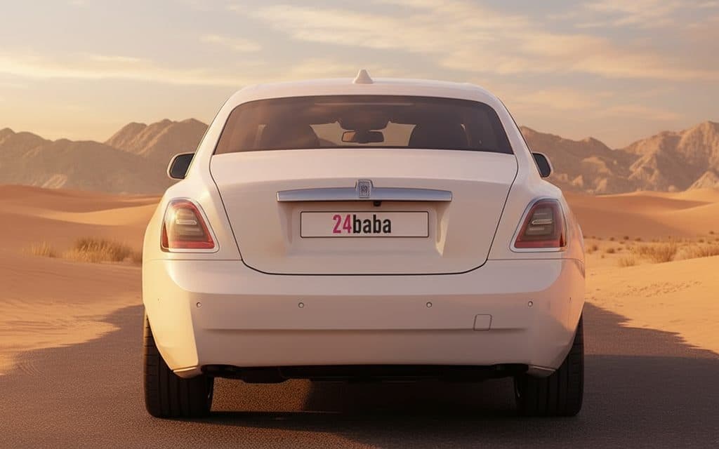 RollsRoyce Ghost 2022 White rear view showing taillights