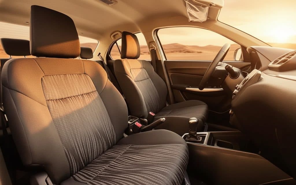 Suzuki Dzire 2024 leather seats and cabin – rental in Dubai