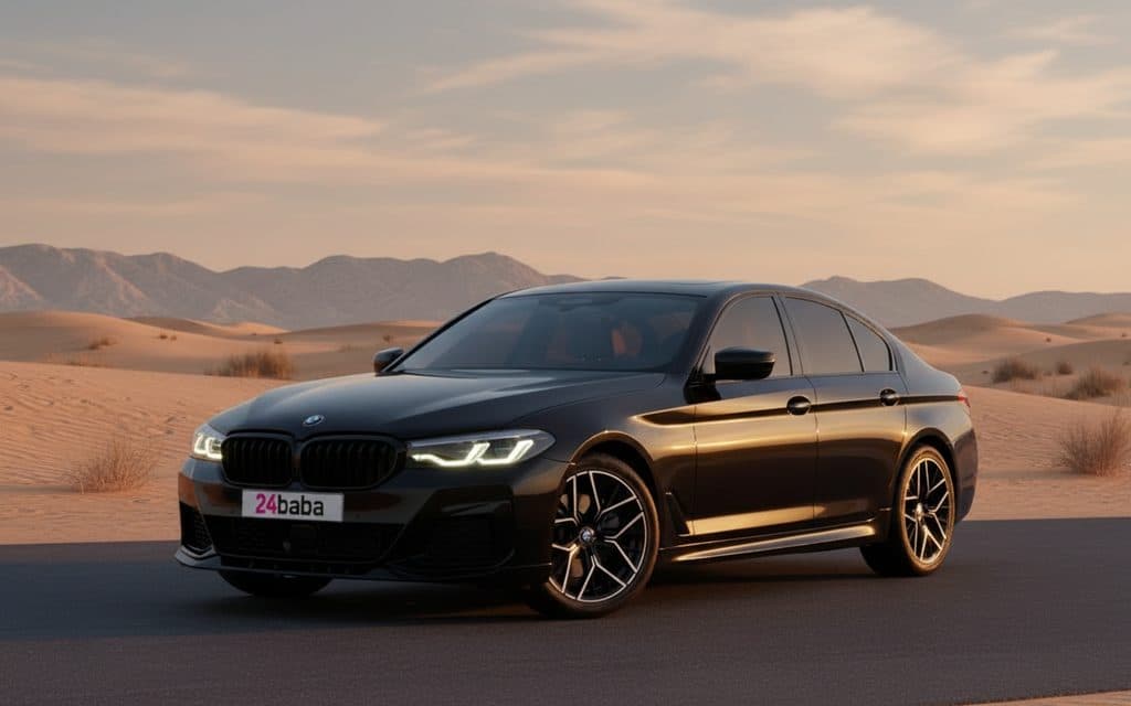 Bmw 520 2021 Black rental in Dubai