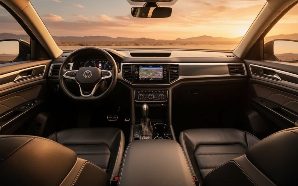 Volkswagen Atlas 2023 interior view showing trim – rental in Dubai