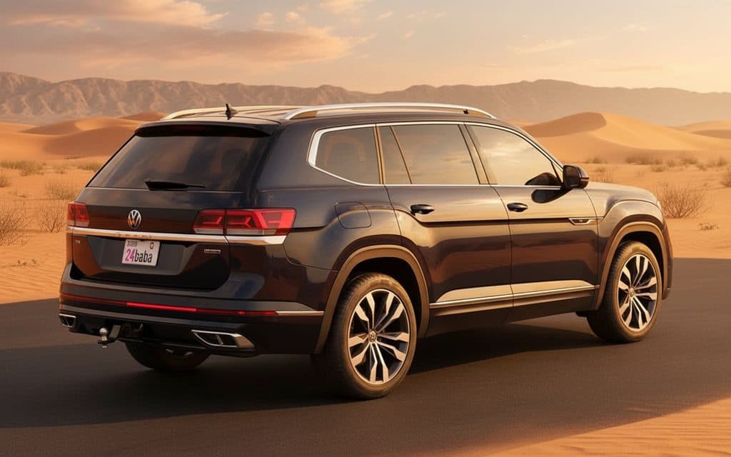 Volkswagen Atlas 2023 Black side profile – rental in Dubai