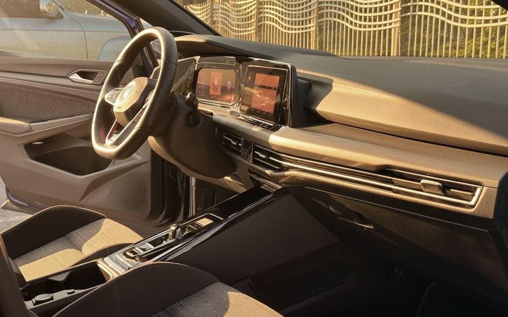 Volkswagen Golf 2023 interior view showing trim – rental in Dubai