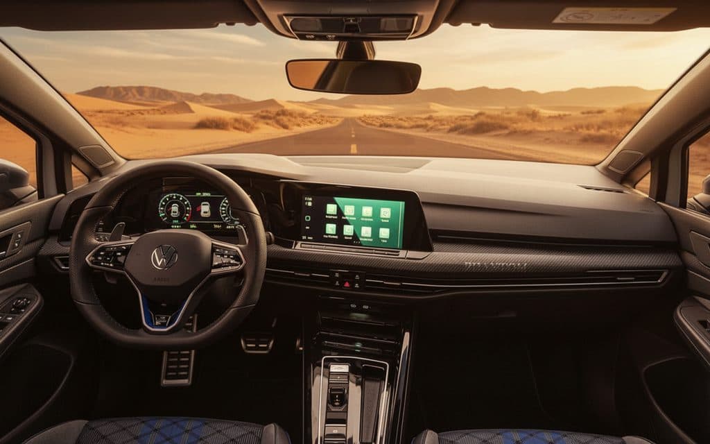 Volkswagen Golf 2024 interior view showing trim – rental in Dubai