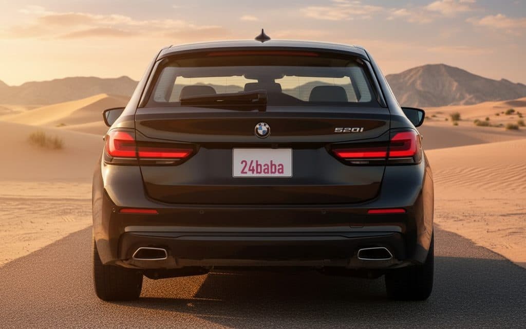 Bmw 520 2022 Black rear view showing taillights