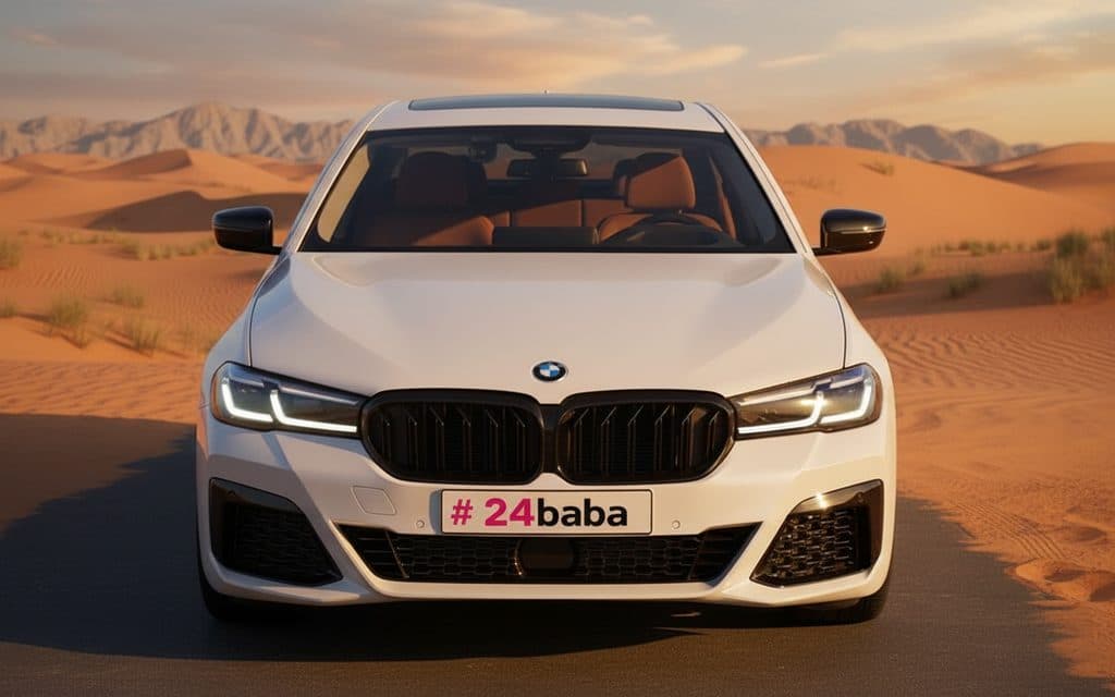 Bmw 520 2022 White front view with headlights