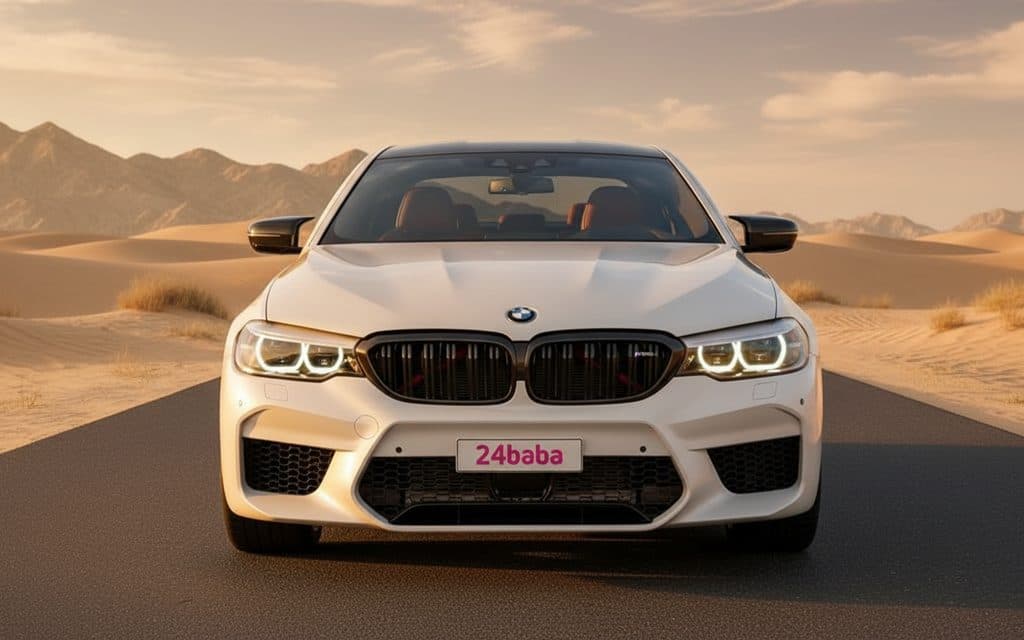 Bmw 530 2020 White front view with headlights