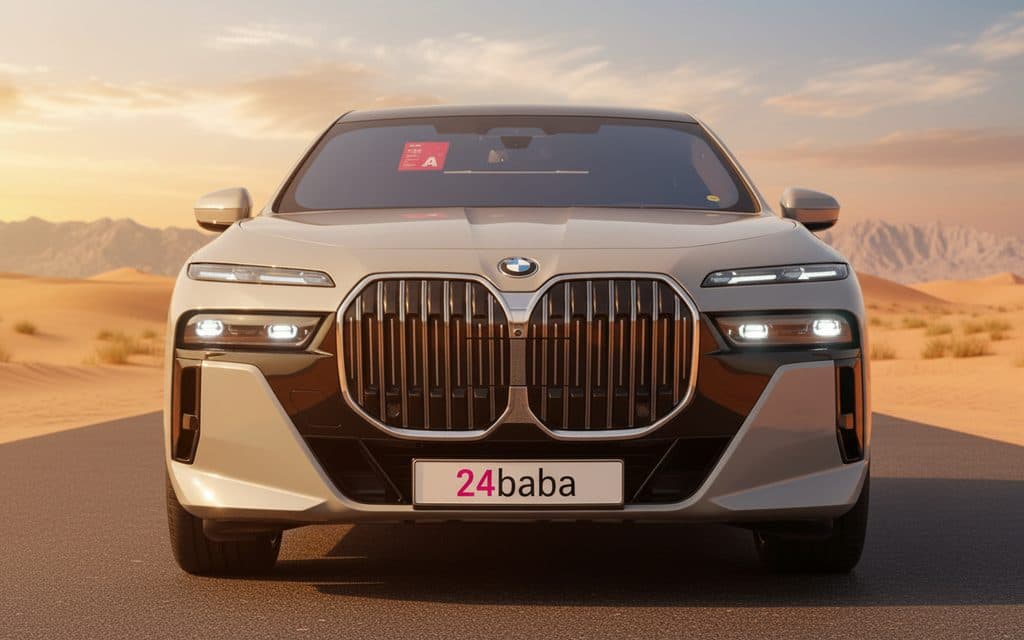 Bmw 735 2023 Grey front view with headlights