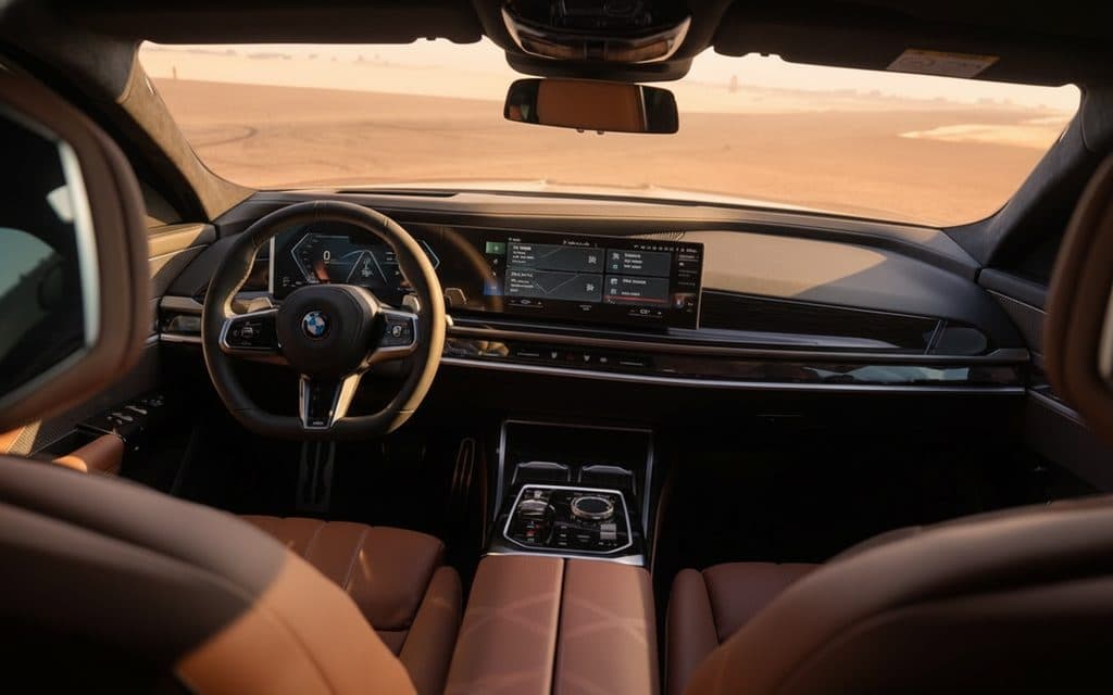 Bmw 740 2023 interior view showing trim