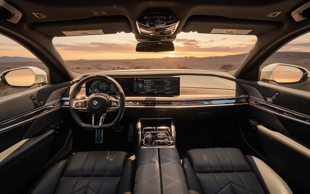 Bmw 740 2023 interior view showing trim