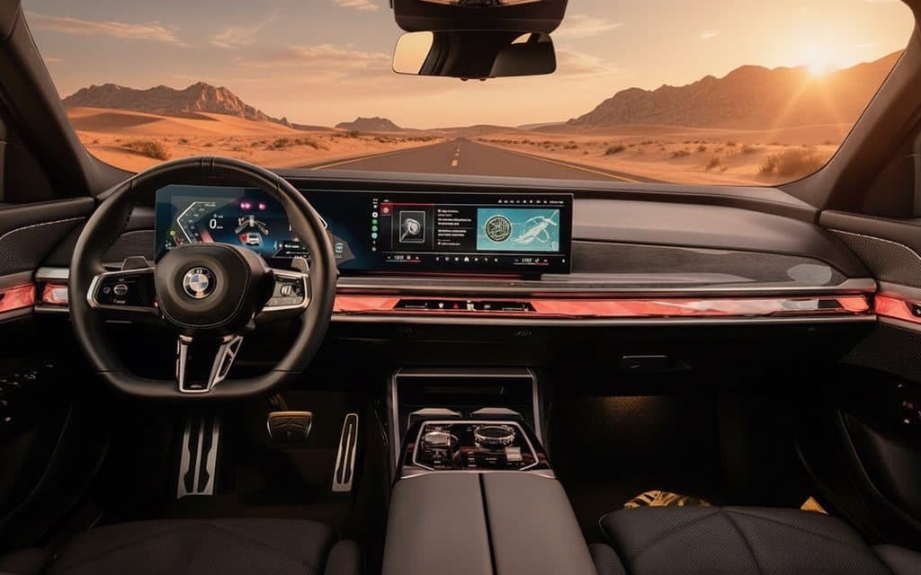 Bmw 740 2023 interior view showing trim