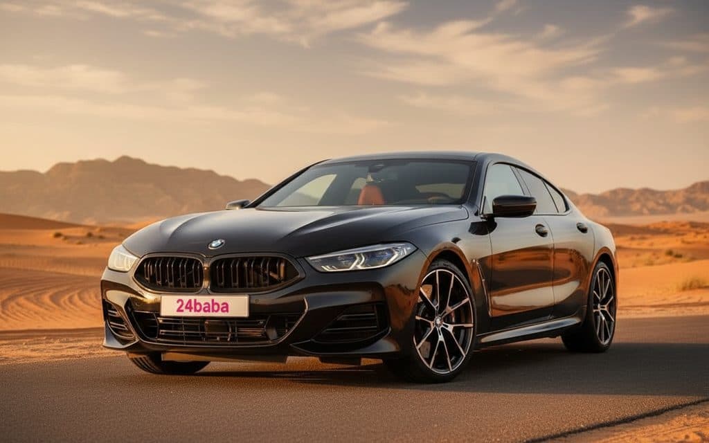 Bmw 840 2024 Black front view with headlights