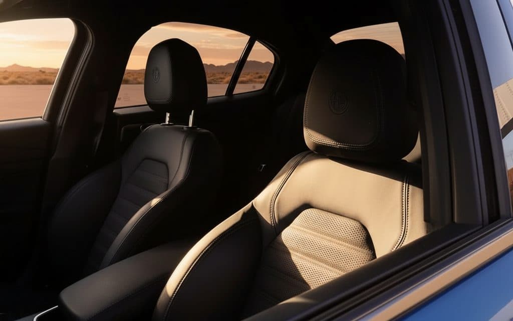 AlfaRomeo Giulia 2023 leather seats and cabin – rental in Dubai