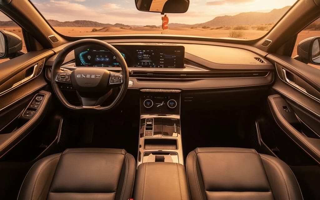 Exeed Lx 2025 interior view showing trim – rental in Dubai