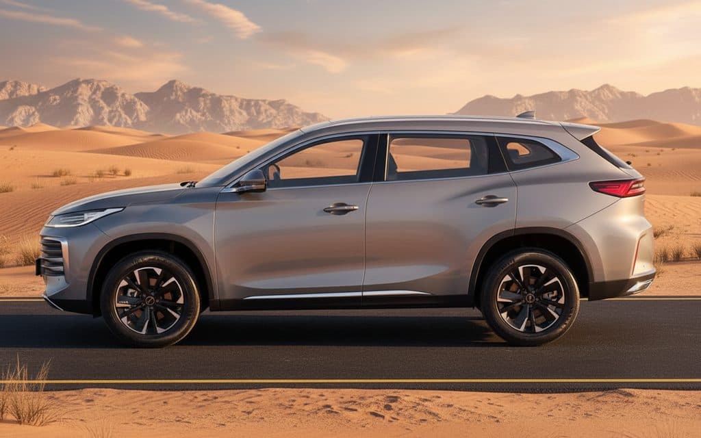 Exeed Tx 2024 Silver side profile – rental in Dubai