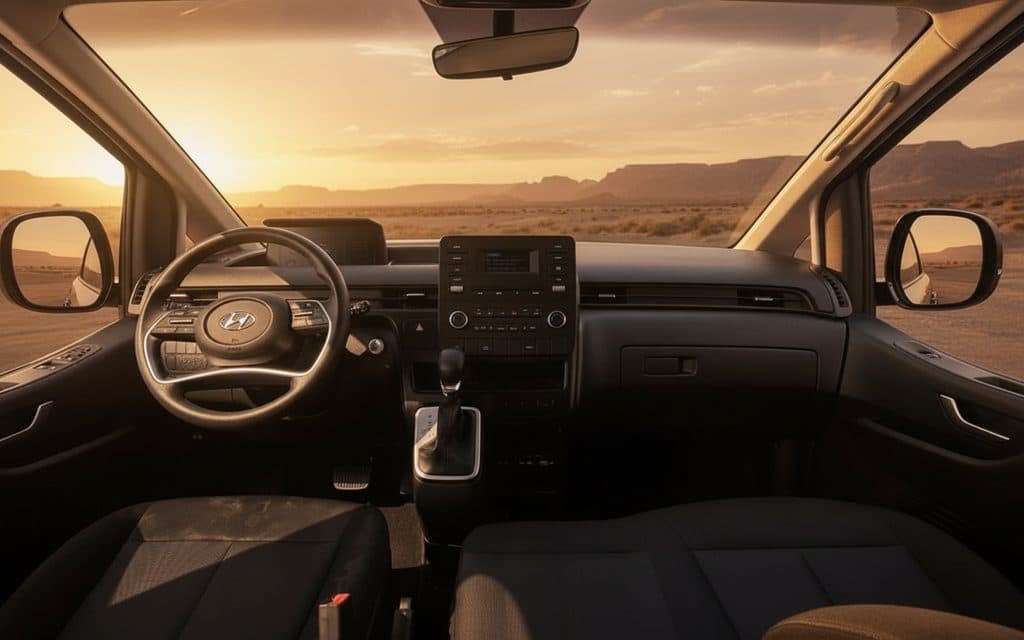 Hyundai Staria 2023 interior view showing trim – rental in Dubai