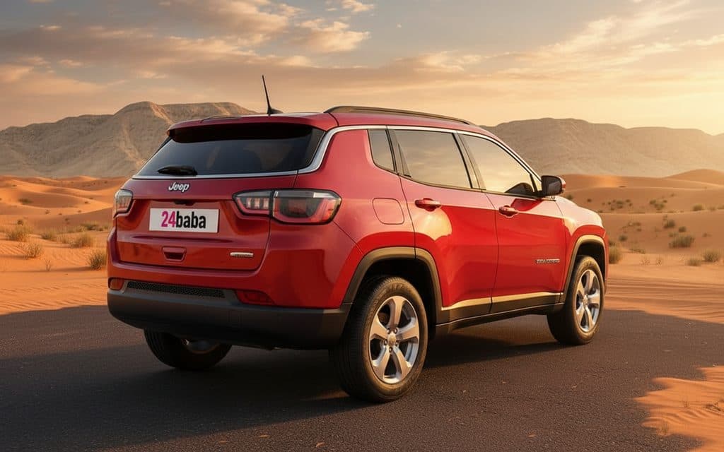 Jeep Compass 2020 Red rear view showing taillights – rental in Dubai