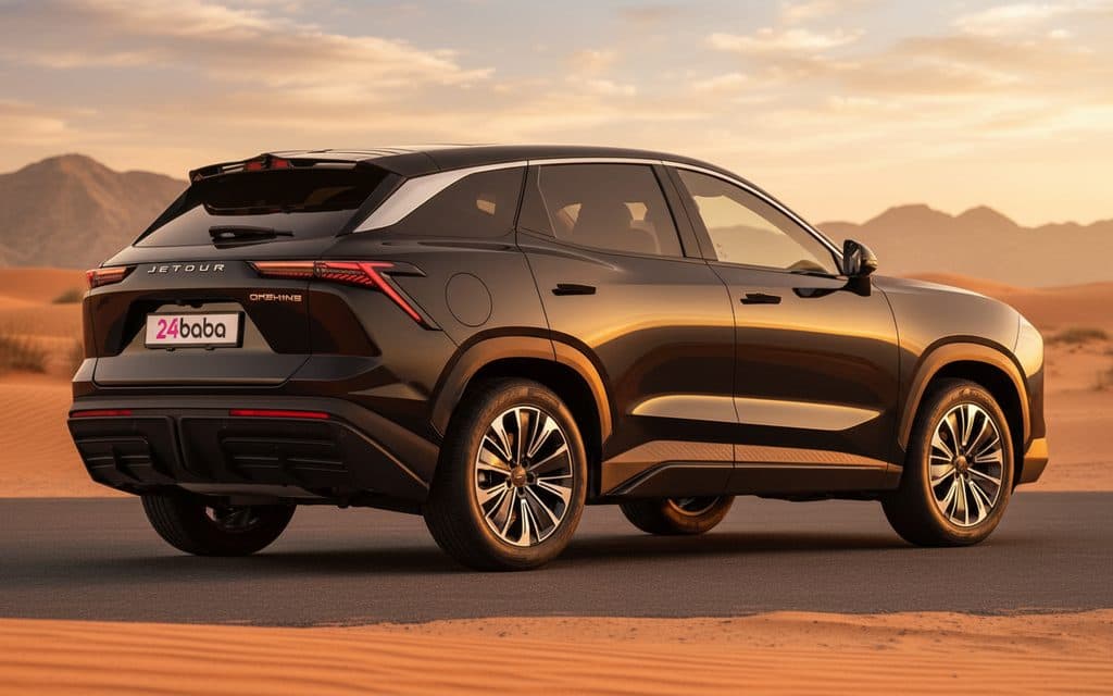 Jetour Dashing 2024 Black rear view showing taillights – rental in Dubai