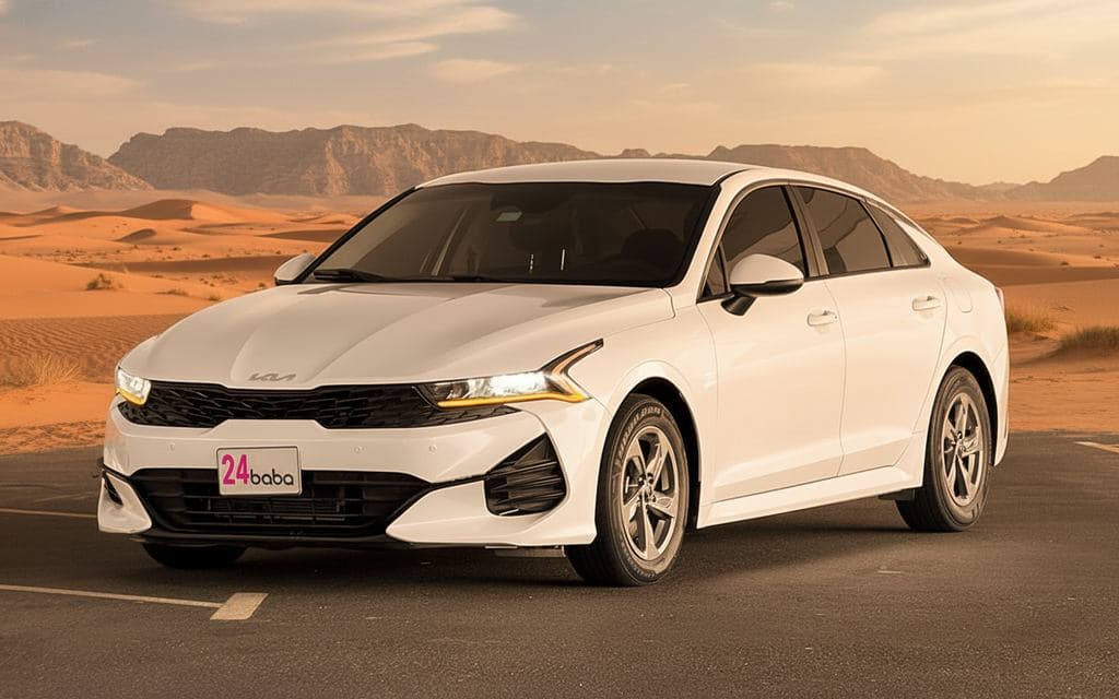 Kia K5 2021 White cover image – rental in Dubai