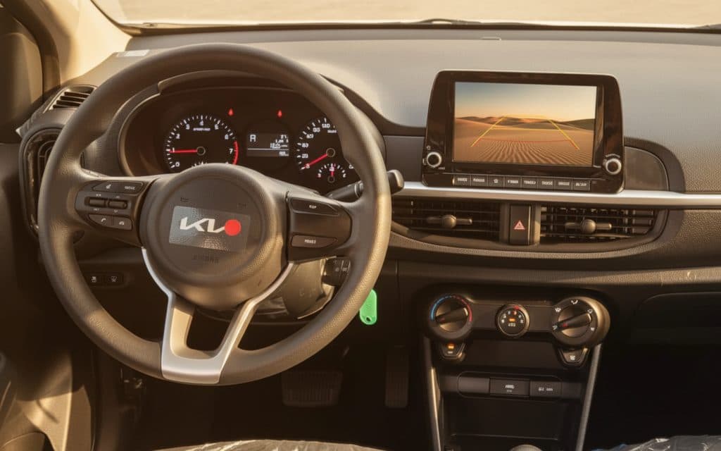 Kia Picanto 2023 interior view showing trim – rental in Dubai