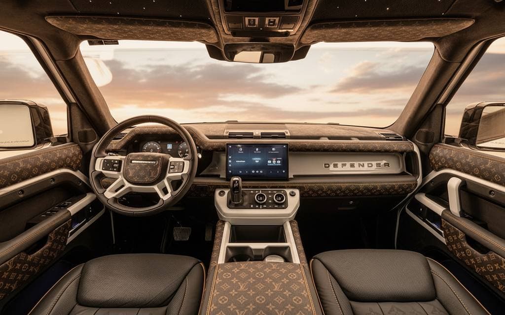 LandRover Defender 2025 interior view showing trim – rental in Dubai