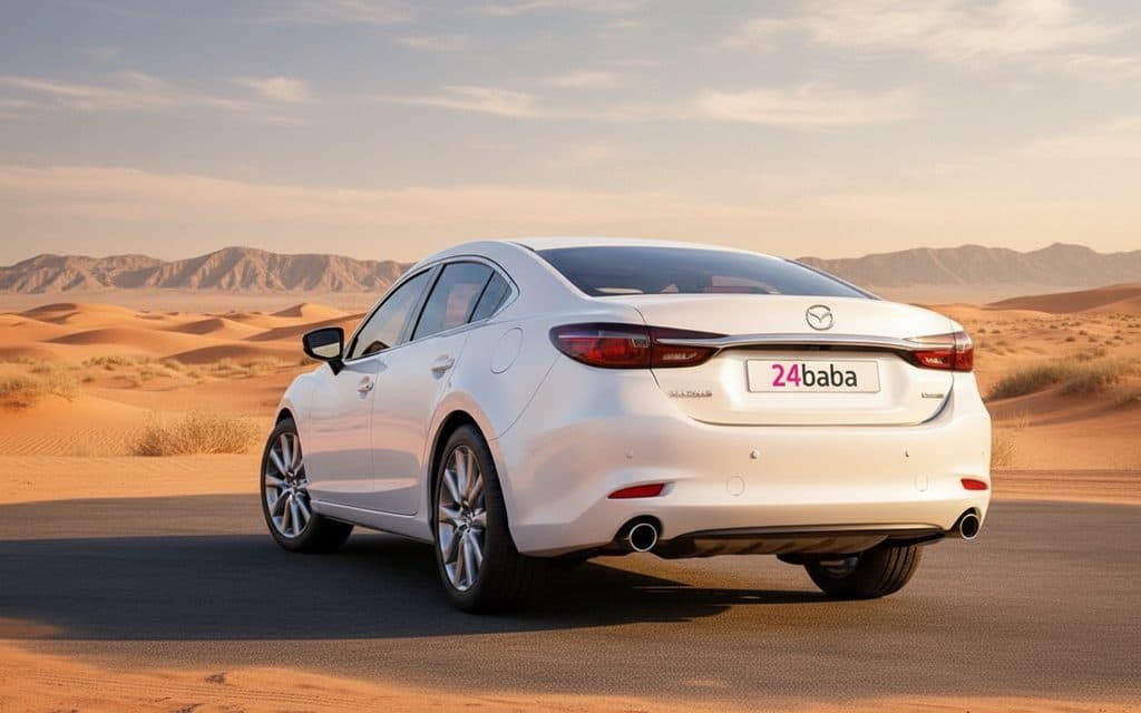 Mazda 6 2023 within rear view showing taillights – rental in Dubai