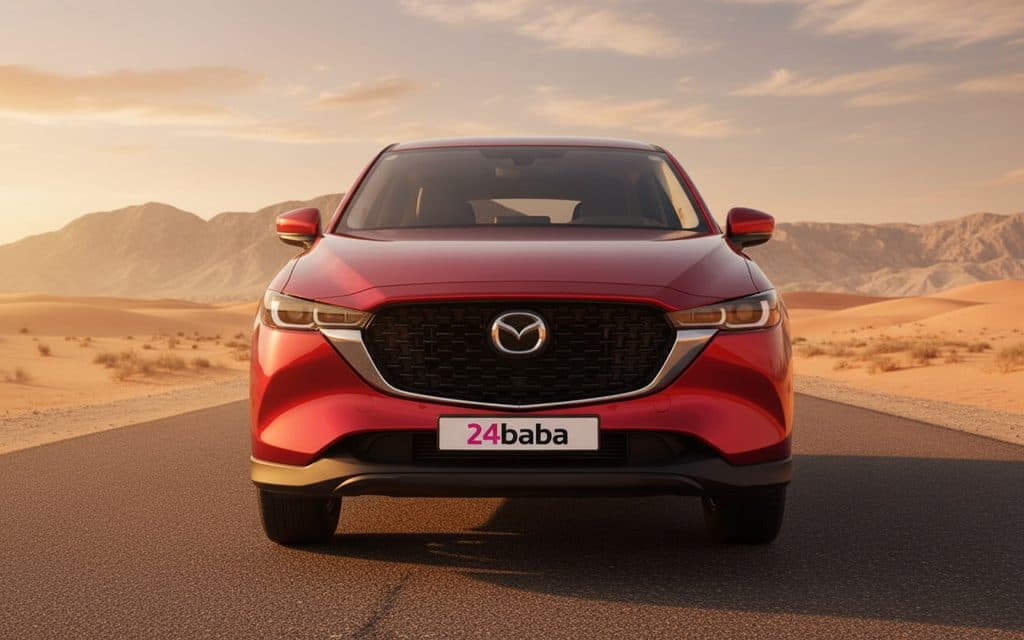 Mazda Cx 5 2023 Red front view with headlights – rental in Dubai