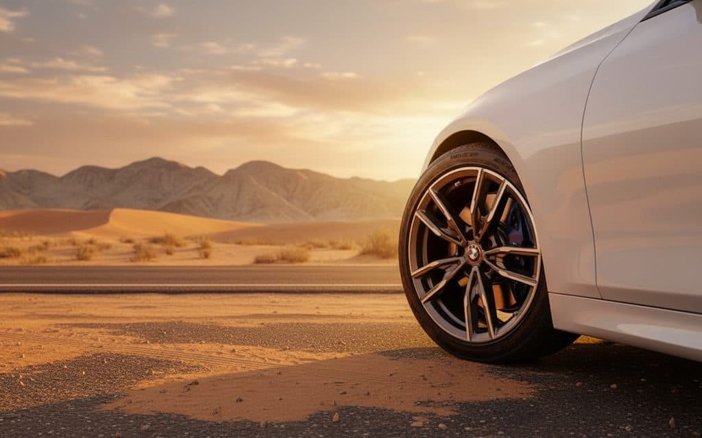 Bmw 440 2021 alloy wheel close up – rental in Dubai