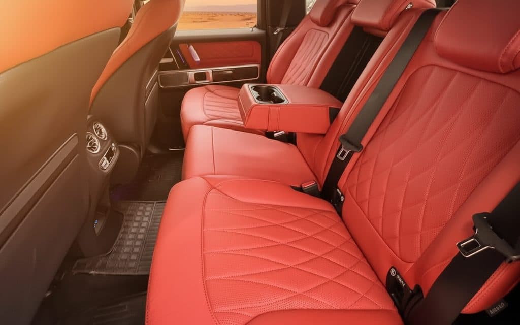 Mercedes G63 2025 leather seats and cabin – rental in Dubai