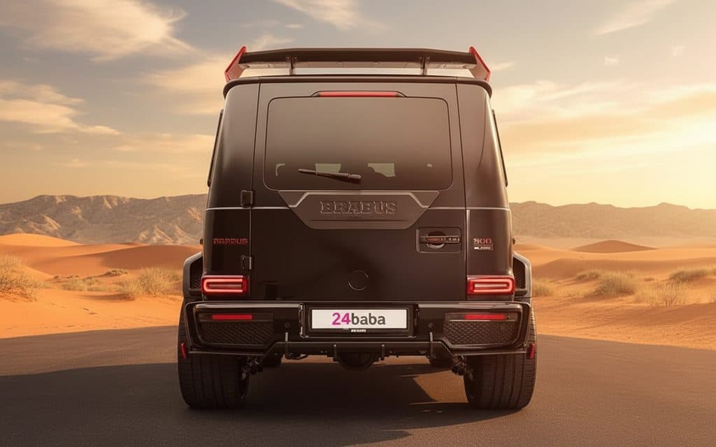Mercedes G900 2022 Black rear view showing taillights – rental in Dubai