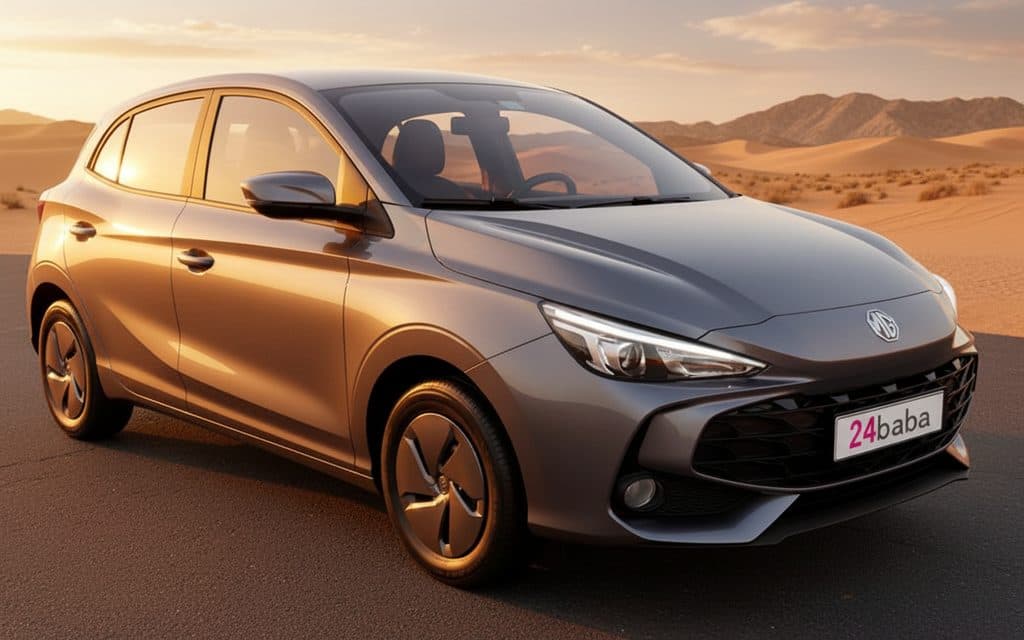 Mg 3 2025 Grey rear view showing taillights – rental in Dubai