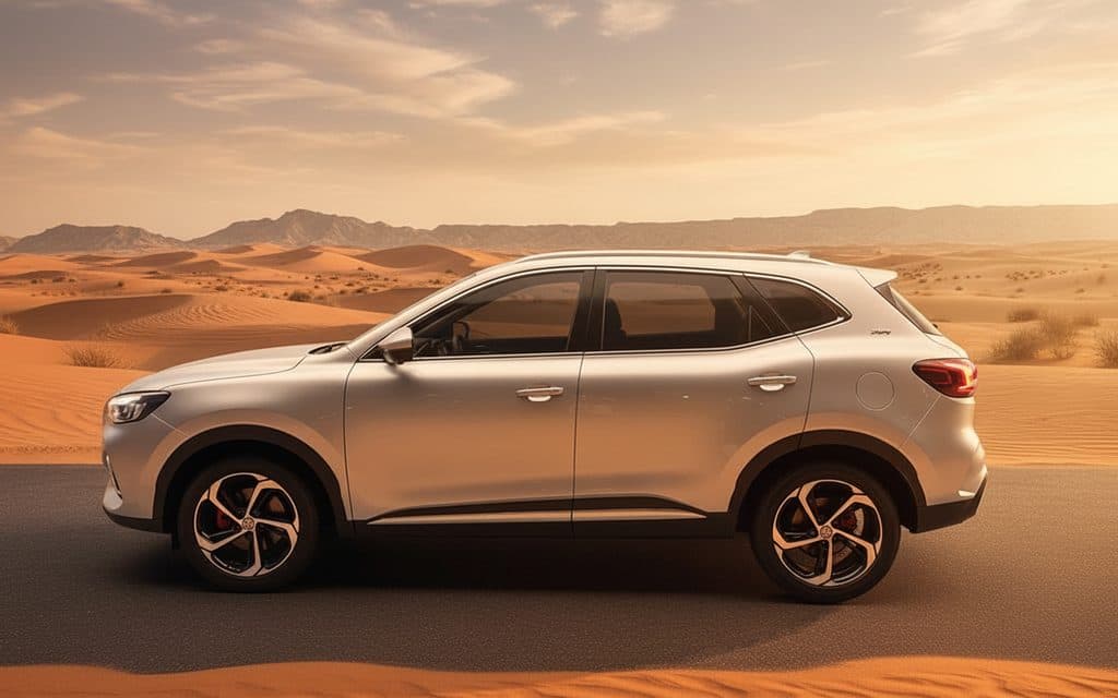 Mg Hs 2023 Silver side profile – rental in Dubai