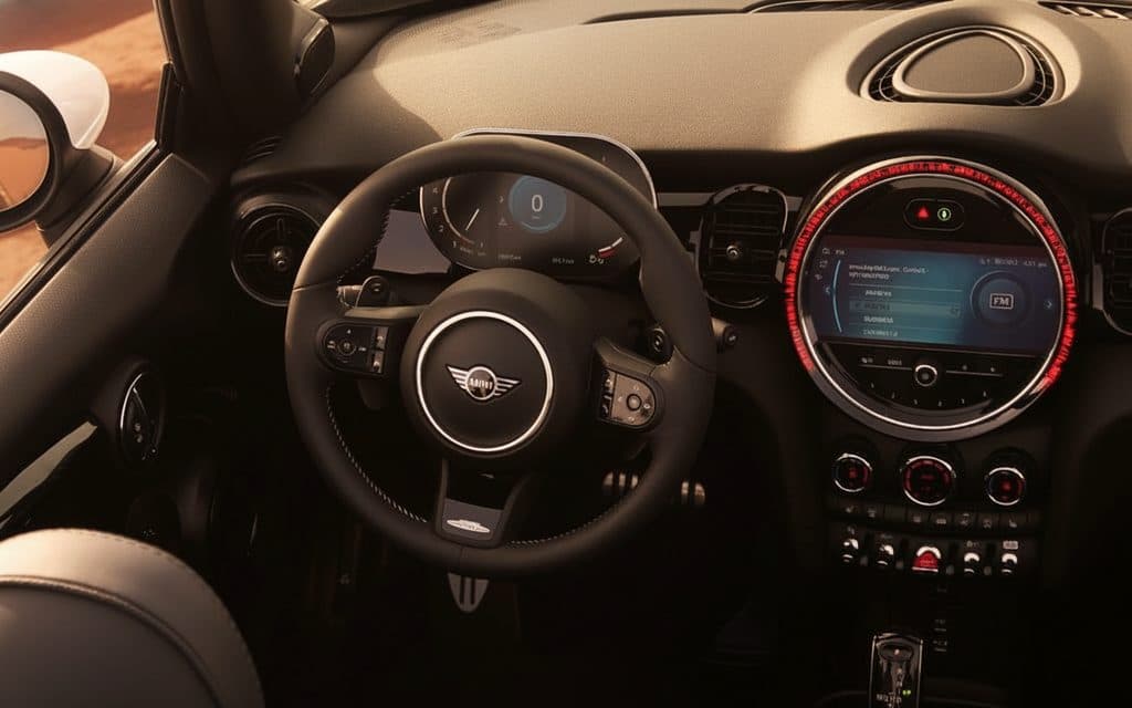 Mini Cooper 2022 interior view showing trim – rental in Dubai