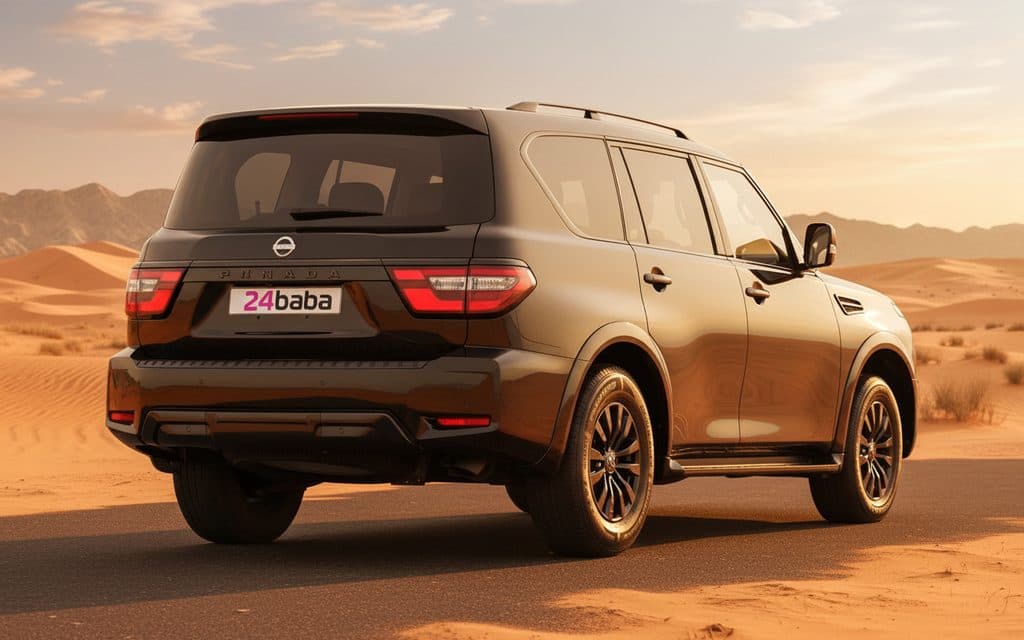 Nissan Armada 2022 Black rear view showing taillights – rental in Dubai