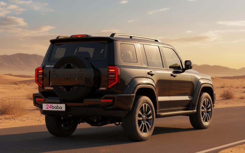 Tank 400 2024 Black rear view showing taillights – rental in Dubai