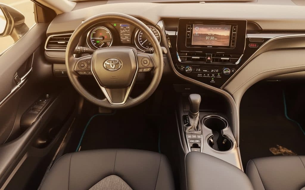 Toyota Camry 2024 interior view showing trim – rental in Dubai
