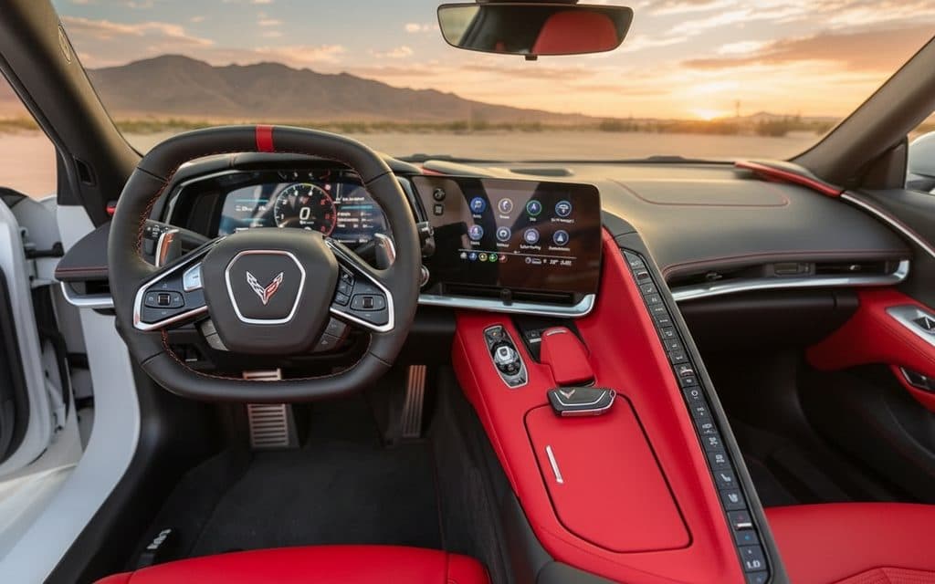 Chevrolet Corvette 2023 leather seats and cabin – rental in Dubai