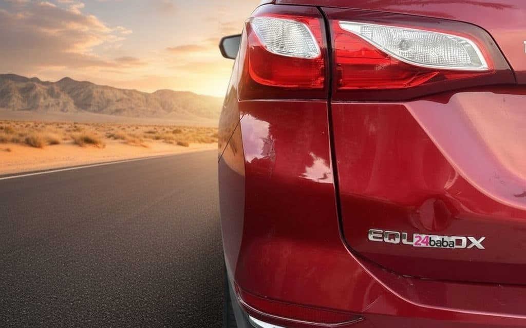 Chevrolet Equinox 2021 Red rear view showing taillights – rental in Dubai