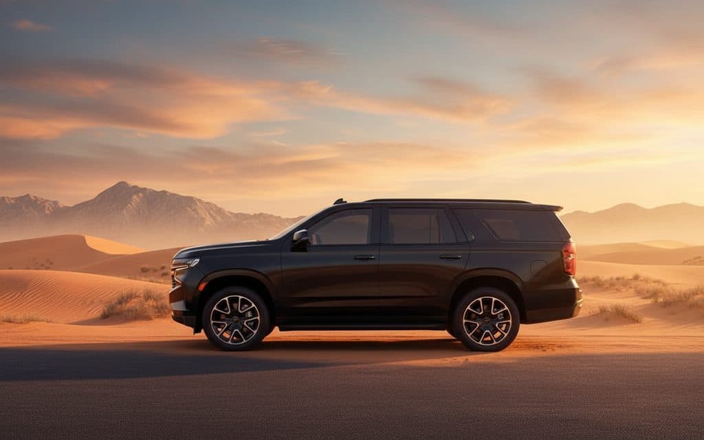 Chevrolet Tahoe 2023 Black side profile – rental in Dubai