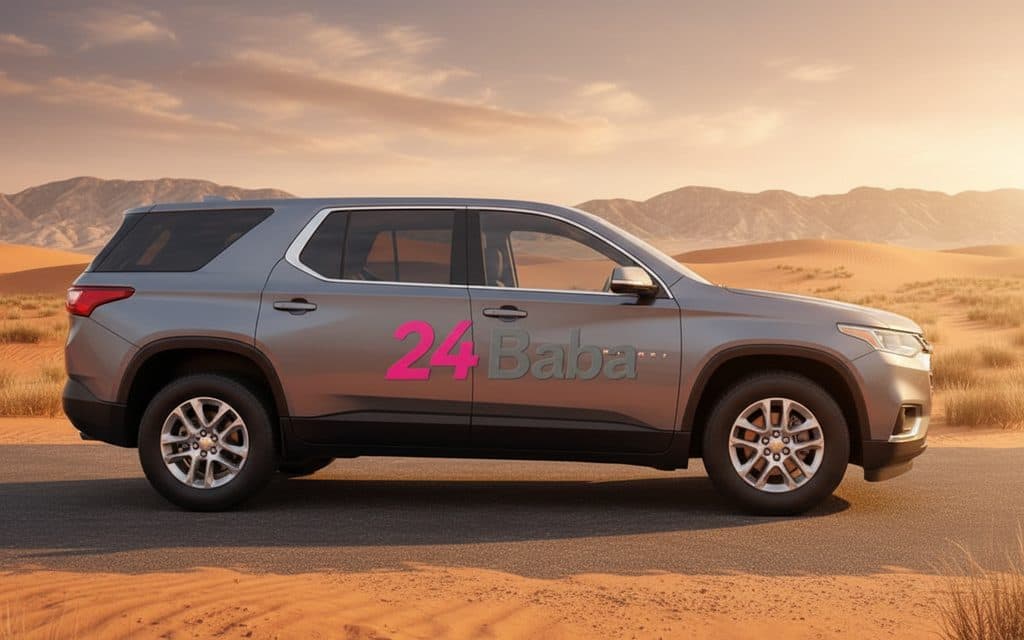 Chevrolet Traverse 2021 Grey side profile – rental in Dubai