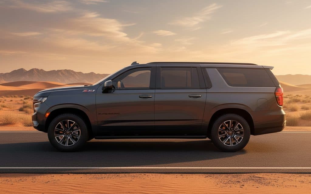 Chevrolet Suburban 2023 Dark Gray side profile – rental in Dubai