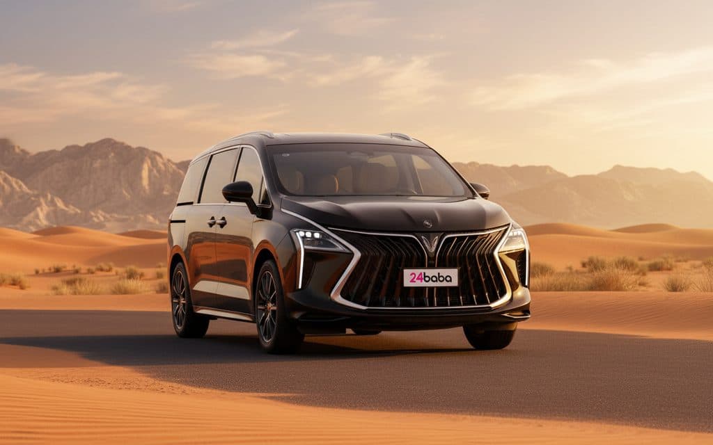 Dongfeng ForthingU TourV9 2024 Black front view with headlights – rental in Dubai