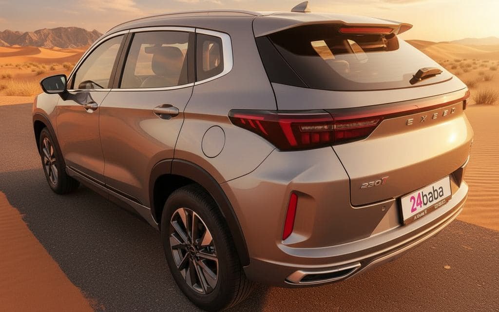 Exeed Lx 2026 Grey rear view showing taillights – rental in Dubai