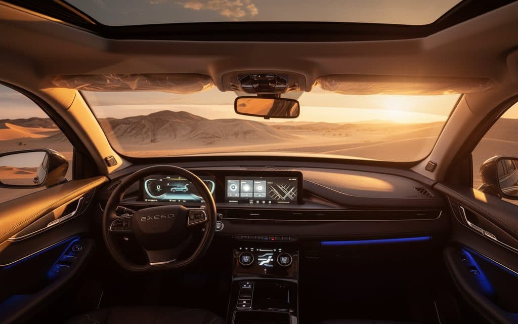Exeed Lx 2024 interior view showing trim – rental in Dubai