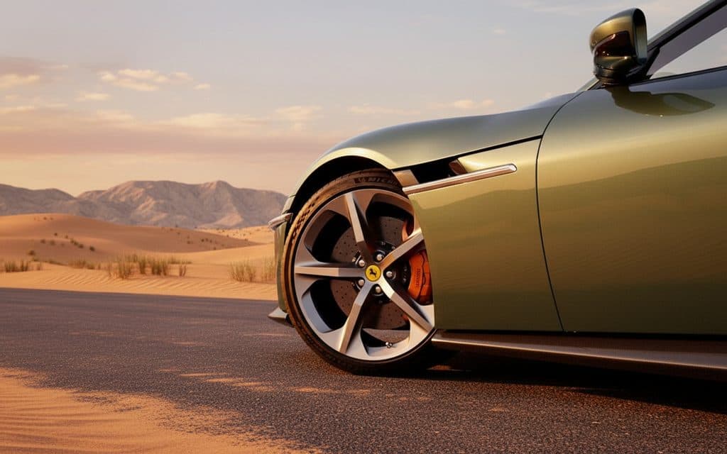 Ferrari 12Cilindri 2023 alloy wheel close up – rental in Dubai