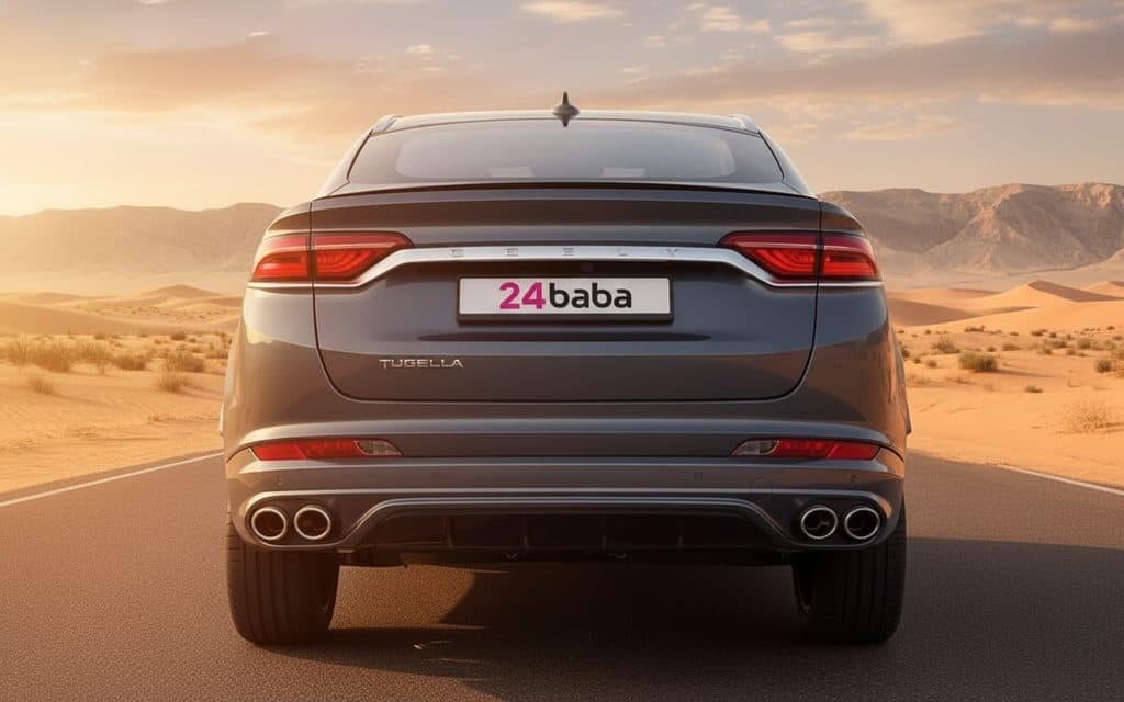 Geely Tugella 2025 Grey rear view showing taillights – rental in Dubai
