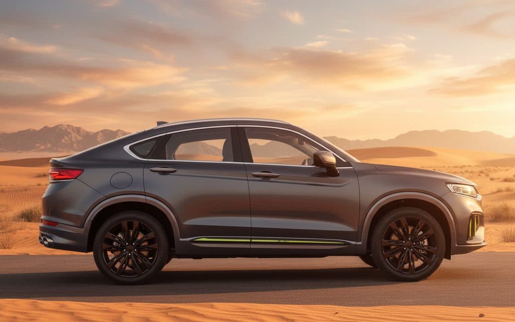 Geely Tugella 2025 Grey side profile – rental in Dubai