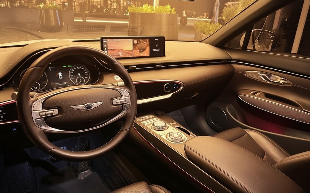 Genesis Gv70 2023 interior view showing trim – rental in Dubai