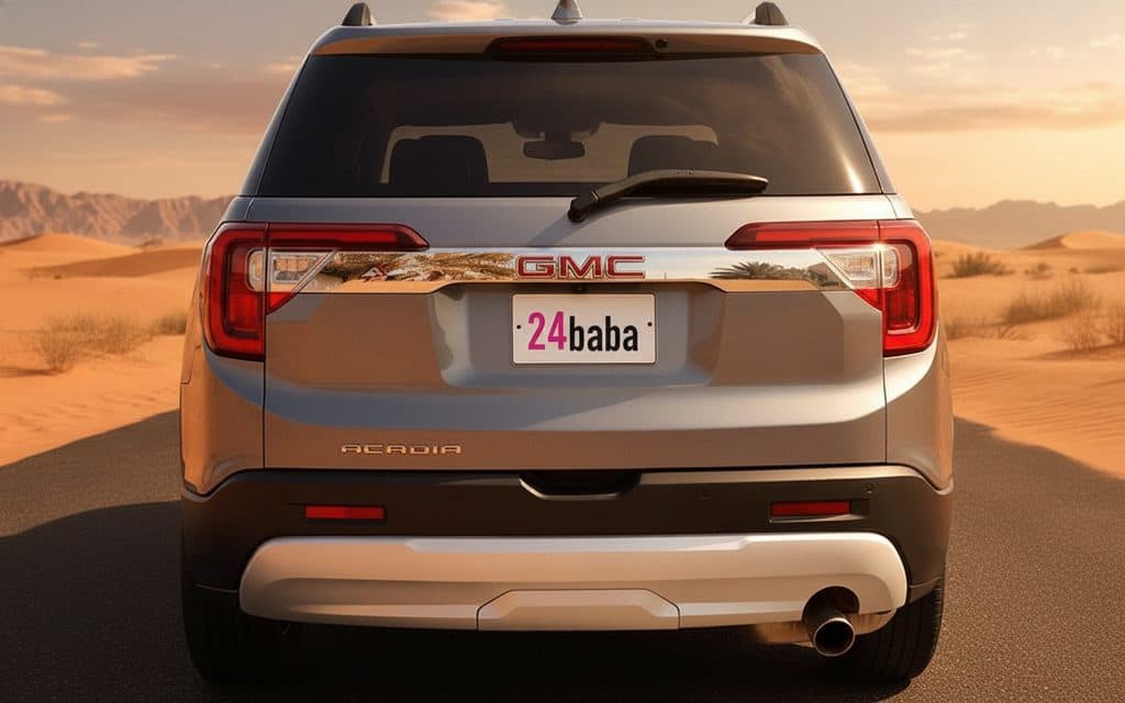 Gmc Acadia 2021 Grey rear view showing taillights – rental in Dubai