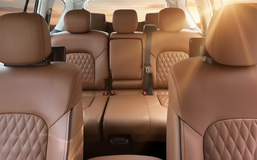 Infiniti Qx80 2024 leather seats and cabin – rental in Dubai